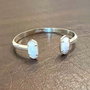 KENDRA SCOTT Elton Gold Plated White Gem CUFF BRACELET Adjustable